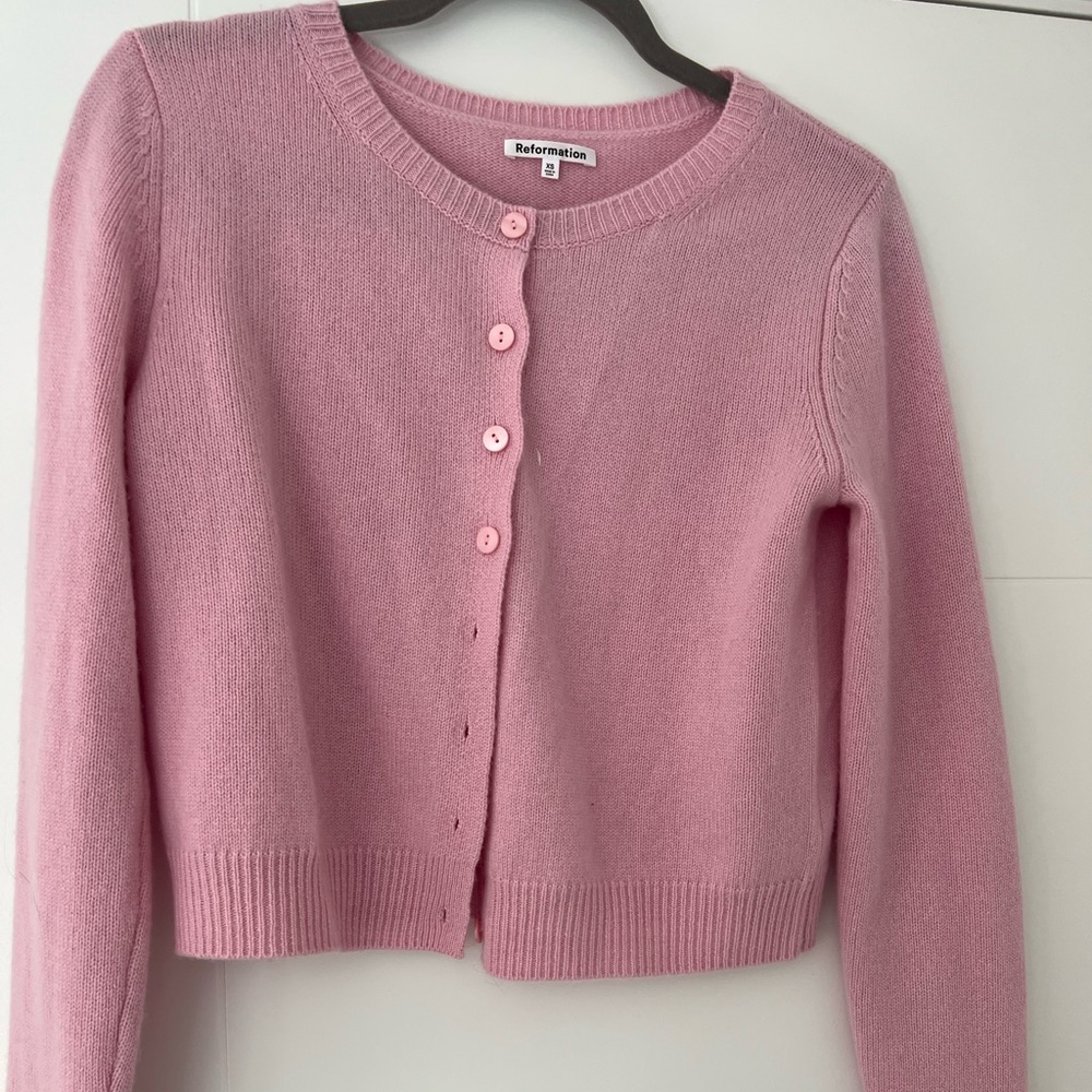 Reformation Pink Cardigan Sweater